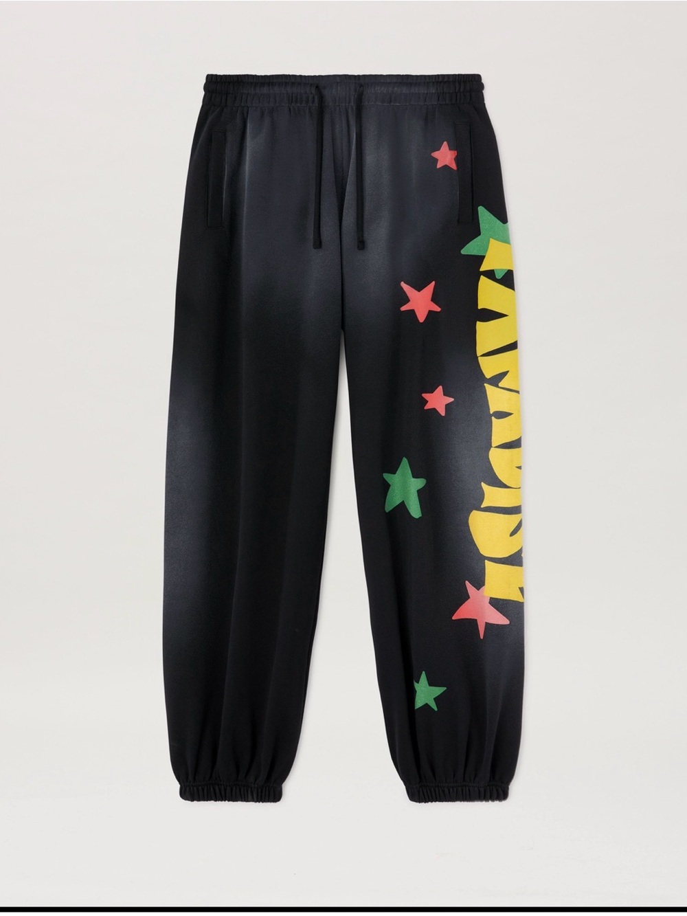 Palm angels Black Joggers with Yellow Script and Colorful Stars